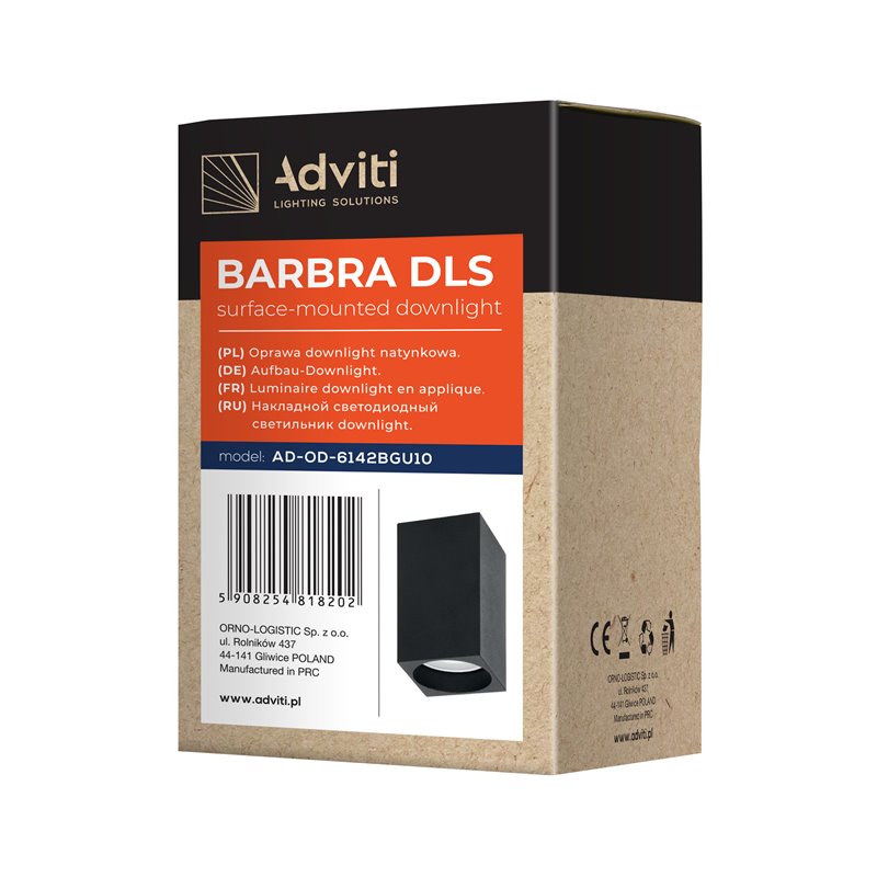 BARBRA DLS GU10 DOWNLIGHT MAX 7W, IP20, KWADRAT, CZARNY, ALUMINIUM ORNO BARBRA DLS GU10 DOWNLIGHT MAX 7W, IP20, KWADRAT, CZARNY, ALUMINIUM ORNO