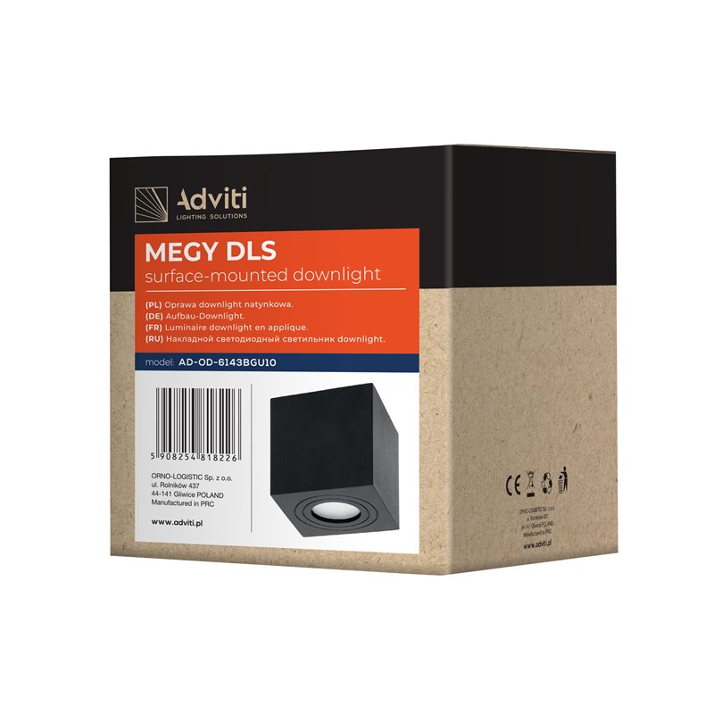 MEGY DLS GU10 DOWNLIGHT MAX 7W, IP54, KWADRAT, CZARNY, ALUMINIUM ORNO MEGY DLS GU10 DOWNLIGHT MAX 7W, IP54, KWADRAT, CZARNY, ALUMINIUM ORNO