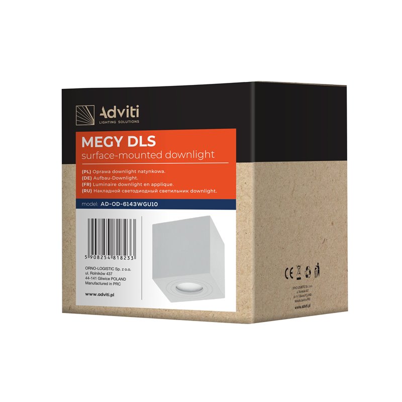 MEGY DLS GU10 DOWNLIGHT MAX 7W, IP54, KWADRAT, BIAŁY, ALUMINIUM ORNO MEGY DLS GU10 DOWNLIGHT MAX 7W, IP54, KWADRAT, BIAŁY, ALUMINIUM ORNO