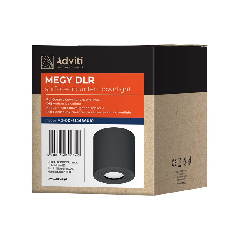MEGY DLR GU10 DOWNLIGHT MAX 7W, IP54, OKRĄGŁY, CZARNY, ALUMINIUM ORNO MEGY DLR GU10 DOWNLIGHT MAX 7W, IP54, OKRĄGŁY, CZARNY, ALUMINIUM ORNO
