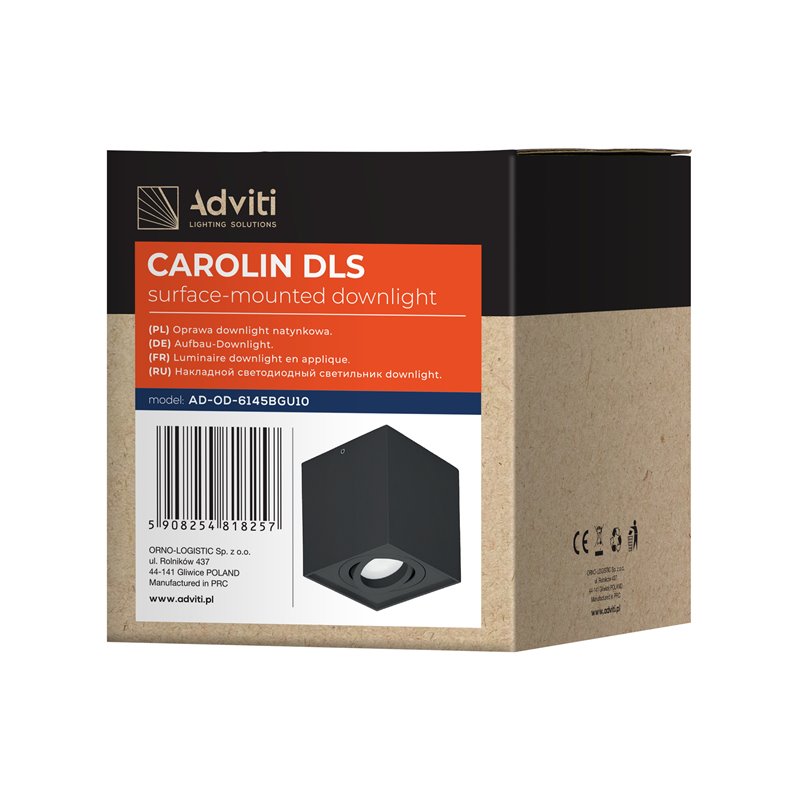 CAROLIN DLS GU10 DOWNLIGHT MAX 7W, IP20, KWADRAT, CZARNY ORNO CAROLIN DLS GU10 DOWNLIGHT MAX 7W, IP20, KWADRAT, CZARNY ORNO