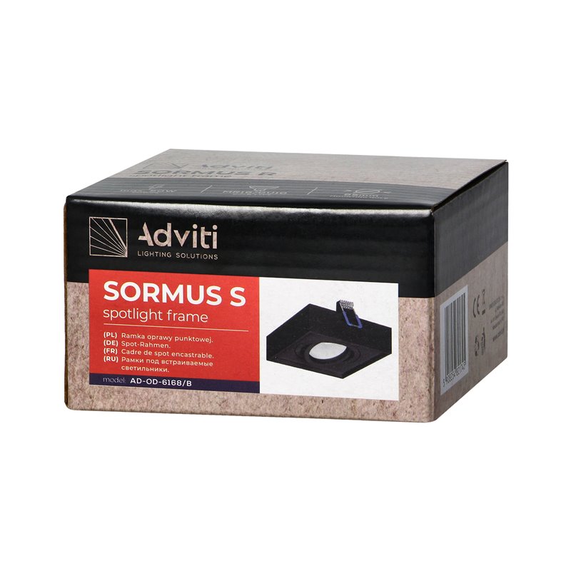 SORMUS S RAMKA DEKORACYJNA OPRAWY PUNKTOWEJ, MR16/GU10 MAX 50W, REGULOWANA, KWADRAT, CZARNA ORNO SORMUS S RAMKA DEKORACYJNA OPRAWY PUNKTOWEJ, MR16/GU10 MAX 50W, REGULOWANA, KWADRAT, CZARNA ORNO