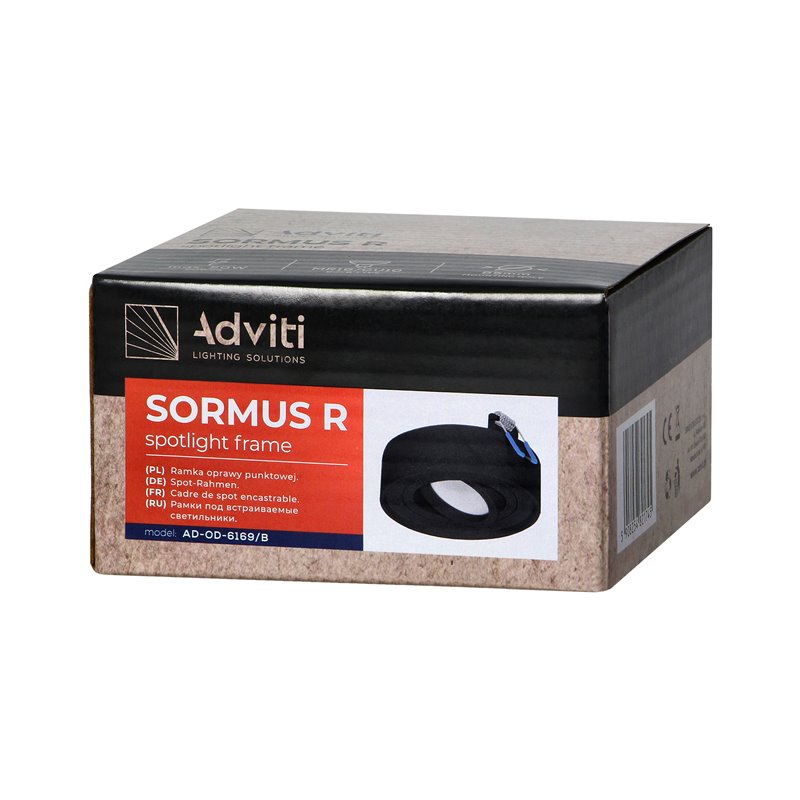 SORMUS R RAMKA DEKORACYJNA OPRAWY PUNKTOWEJ, MR16/GU10 MAX 50W, REGULOWANA, KOŁO, CZARNA ORNO SORMUS R RAMKA DEKORACYJNA OPRAWY PUNKTOWEJ, MR16/GU10 MAX 50W, REGULOWANA, KOŁO, CZARNA ORNO
