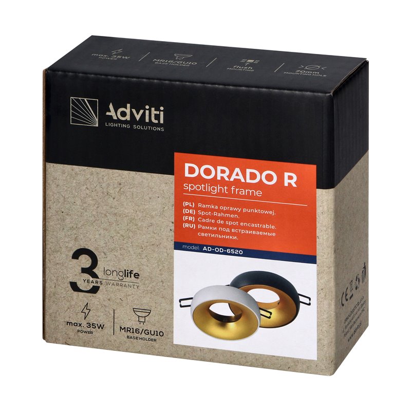 DORADO R, RAMKA DEKORACYJNA OPRAWY PUNKTOWEJ, GU10, OKRĄGŁA, CZARNO-ZŁOTA ORNO DORADO R, RAMKA DEKORACYJNA OPRAWY PUNKTOWEJ, GU10, OKRĄGŁA, CZARNO-ZŁOTA ORNO