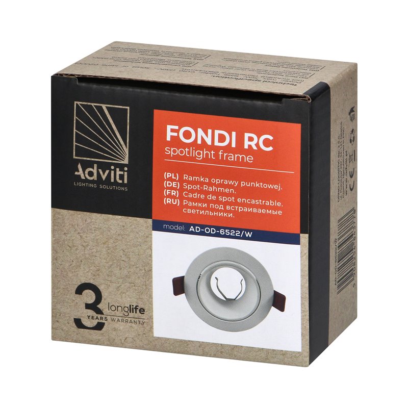 FONDI RC RAMKA DEKORACYJNA OPRAWY PUNKTOWEJ, MR16/GU10 MAX. 50W, OKRĄGŁA, STAŁA, ALUMINIOWA, BIAŁA ORNO FONDI RC RAMKA DEKORACYJNA OPRAWY PUNKTOWEJ, MR16/GU10 MAX. 50W, OKRĄGŁA, STAŁA, ALUMINIOWA, BIAŁA ORNO