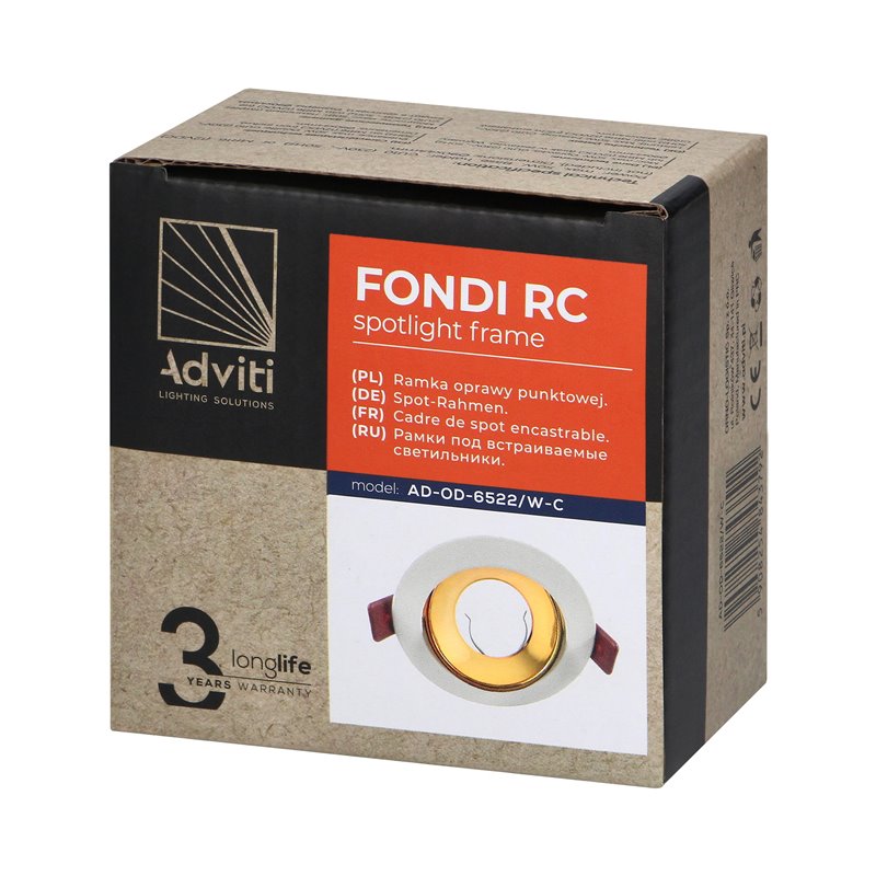 FONDI RC RAMKA DEKORACYJNA OPRAWY PUNKTOWEJ, MR16/GU10 MAX. 50W, OKRĄGŁA, STAŁA, ALUMINIOWA, BIAŁO-ZŁOTA ORNO FONDI RC RAMKA DEKORACYJNA OPRAWY PUNKTOWEJ, MR16/GU10 MAX. 50W, OKRĄGŁA, STAŁA, ALUMINIOWA, BIAŁO-ZŁOTA ORNO