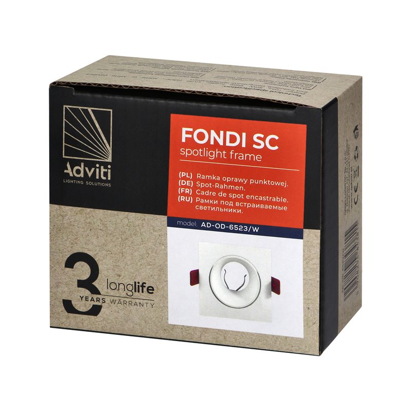 FONDI SC RAMKA DEKORACYJNA OPRAWY PUNKTOWEJ, MR16/GU10 MAX. 50W, KWADRAT, STAŁA, ALUMINIOWA, BIAŁA ORNO FONDI SC RAMKA DEKORACYJNA OPRAWY PUNKTOWEJ, MR16/GU10 MAX. 50W, KWADRAT, STAŁA, ALUMINIOWA, BIAŁA ORNO