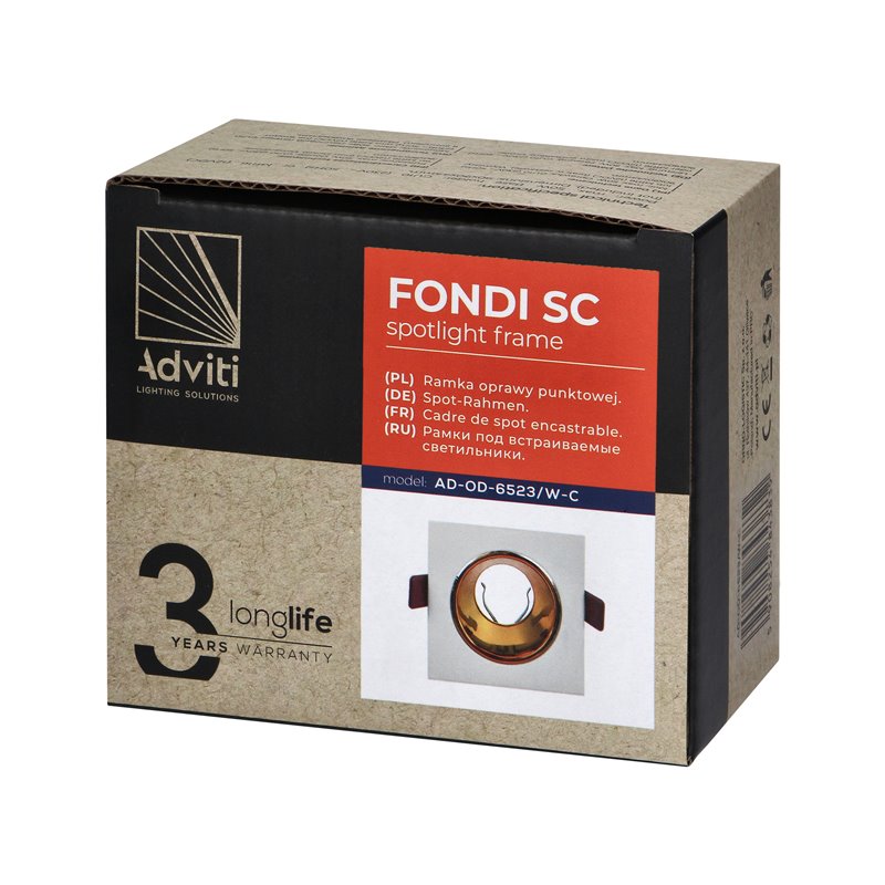 FONDI SC RAMKA DEKORACYJNA OPRAWY PUNKTOWEJ, MR16/GU10 MAX. 50W, KWADRAT, STAŁA, ALUMINIOWA, BIAŁO-ZŁOTA ORNO FONDI SC RAMKA DEKORACYJNA OPRAWY PUNKTOWEJ, MR16/GU10 MAX. 50W, KWADRAT, STAŁA, ALUMINIOWA, BIAŁO-ZŁOTA ORNO