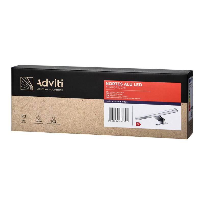 NORTES LED 5W, LAMPA NAD LUSTRO, 320LM, 4000K, DŁ. 30 CM, ALUMINIUM, SREBRNA ORNO NORTES LED 5W, LAMPA NAD LUSTRO, 320LM, 4000K, DŁ. 30 CM, ALUMINIUM, SREBRNA ORNO