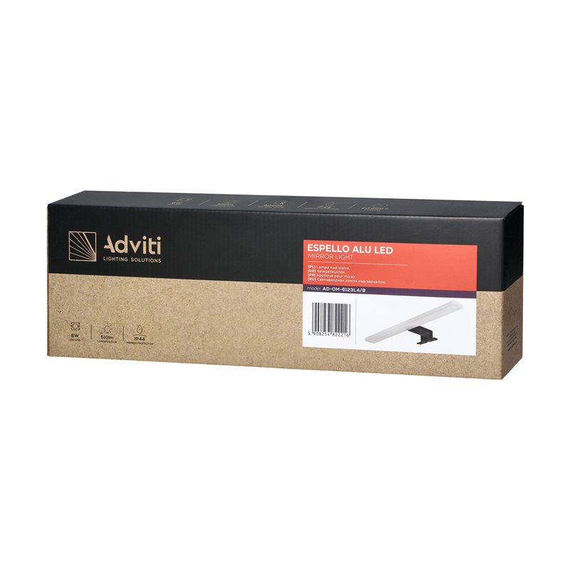 ESPELLO LED 6W, LAMPA NAD LUSTRO, 510LM, 4000K, DŁ. 40 CM, ALUMINIUM+AKRYL, CZARNA ORNO ESPELLO LED 6W, LAMPA NAD LUSTRO, 510LM, 4000K, DŁ. 40 CM, ALUMINIUM+AKRYL, CZARNA ORNO