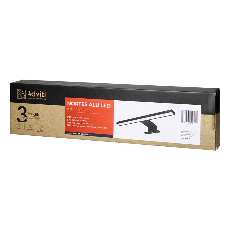 NORTES LED 12W, LAMPA NAD LUSTRO, 900LM, 4000K, DŁ. 50 CM, ALUMINIUM, CZARNA ORNO NORTES LED 12W, LAMPA NAD LUSTRO, 900LM, 4000K, DŁ. 50 CM, ALUMINIUM, CZARNA ORNO