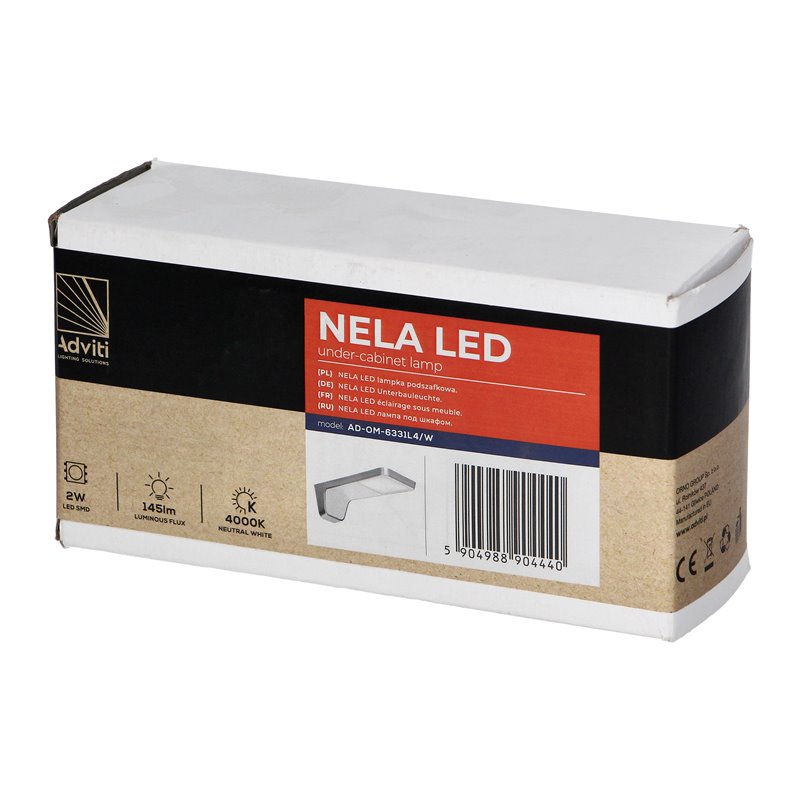 NELA LAMPKA PODSZAFKOWA LED, 2W, 145LM, 4000K, BIAŁA ORNO NELA LAMPKA PODSZAFKOWA LED, 2W, 145LM, 4000K, BIAŁA ORNO
