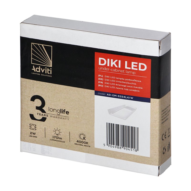 DIKI LAMPKA PODSZAFKOWA LED, 2W, 170LM, 4000K, BIAŁA ORNO DIKI LAMPKA PODSZAFKOWA LED, 2W, 170LM, 4000K, BIAŁA ORNO