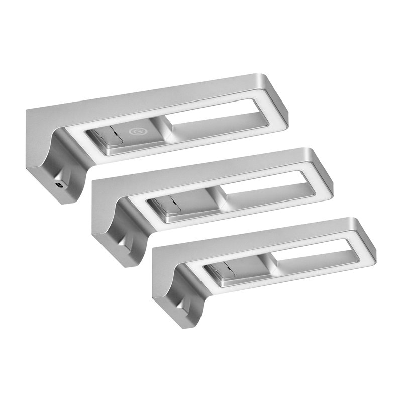 ARTUS ZESTAW 3 LAMPEK PODSZAFKOWYCH LED, 3X3W, 3X225LM, 4000K, Z WŁĄCZNIKIEM DOTYKOWYM I USB, SZARE ORNO