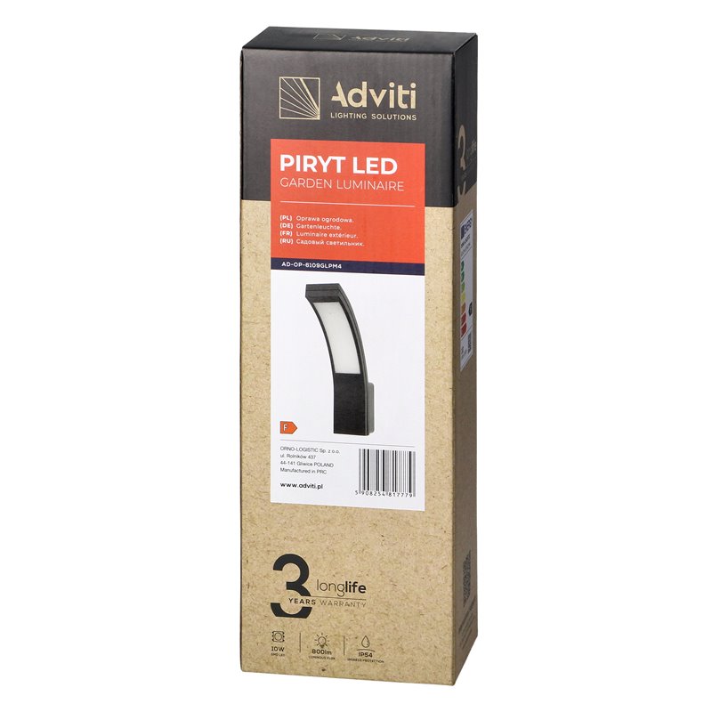 PIRYT LED 10W, OPRAWA OGRODOWA 800LM, IP54, 4000K, SZARA ORNO PIRYT LED 10W, OPRAWA OGRODOWA 800LM, IP54, 4000K, SZARA ORNO
