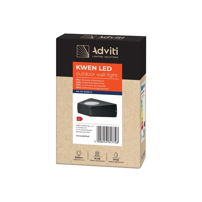 KWEN LED 6W, OPRAWA ELEWACYJNA, 260LM, IP54, 4000K ORNO KWEN LED 6W, OPRAWA ELEWACYJNA, 260LM, IP54, 4000K ORNO