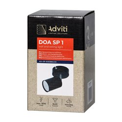 DOA SP 1, OPRAWA ŚCIENNO-SUFITOWA, GU10 MAX. 50W, IP20, CZARNA ORNO DOA SP 1, OPRAWA ŚCIENNO-SUFITOWA, GU10 MAX. 50W, IP20, CZARNA ORNO