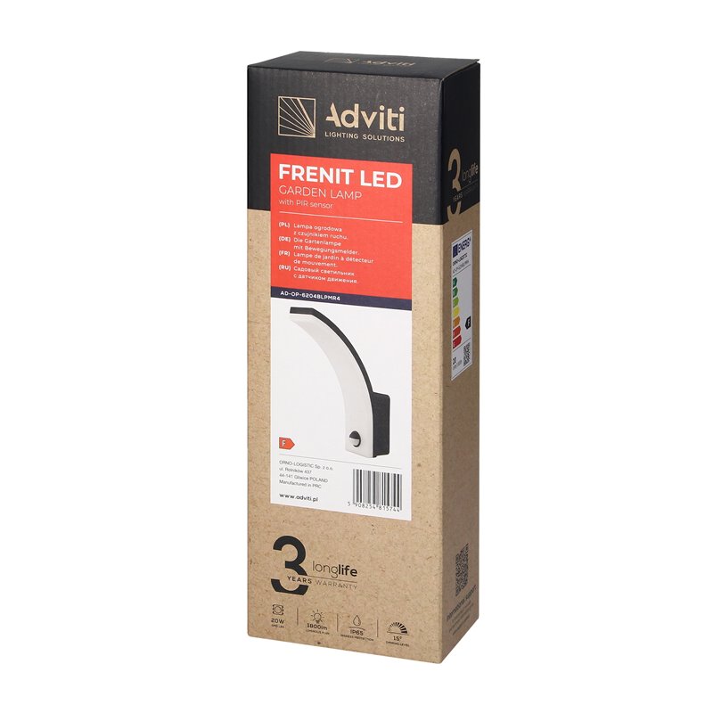 FRENIT LED 20W, OPRAWA OGRODOWA, 2000LM, IP65, 4000K, FUNKCJA PRZYCIEMNIENIA, CZARNA ORNO FRENIT LED 20W, OPRAWA OGRODOWA, 2000LM, IP65, 4000K, FUNKCJA PRZYCIEMNIENIA, CZARNA ORNO