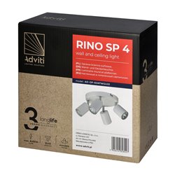 RINO SP 4, OPRAWA ŚCIENNO-SUFITOWA, GU10 MAX. 4X50W, IP20, BIAŁA ORNO RINO SP 4, OPRAWA ŚCIENNO-SUFITOWA, GU10 MAX. 4X50W, IP20, BIAŁA ORNO