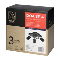 DOA SP4, OPRAWA ŚCIENNO-SUFITOWA, GU10 MAX. 4X50W, IP20, CZARNA, KWADRAT ORNO DOA SP4, OPRAWA ŚCIENNO-SUFITOWA, GU10 MAX. 4X50W, IP20, CZARNA, KWADRAT ORNO