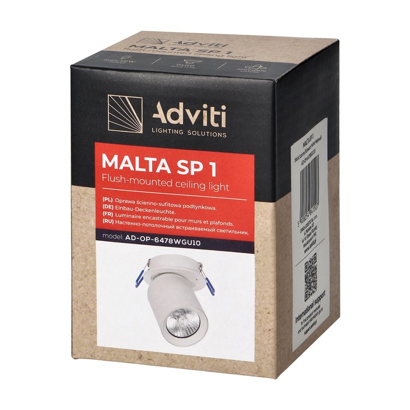 MALTA SP 1, OPRAWA ŚCIENNO-SUFITOWA PODTYNKOWA, GU10 MAX. 12W, IP20, CZARNA ORNO MALTA SP 1, OPRAWA ŚCIENNO-SUFITOWA PODTYNKOWA, GU10 MAX. 12W, IP20, CZARNA ORNO