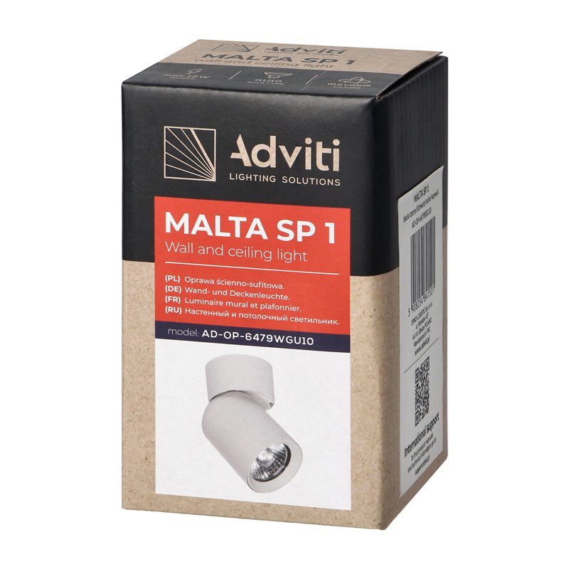 MALTA SP 1, OPRAWA ŚCIENNO-SUFITOWA, GU10 MAX. 12W, IP20, CZARNA ORNO MALTA SP 1, OPRAWA ŚCIENNO-SUFITOWA, GU10 MAX. 12W, IP20, CZARNA ORNO