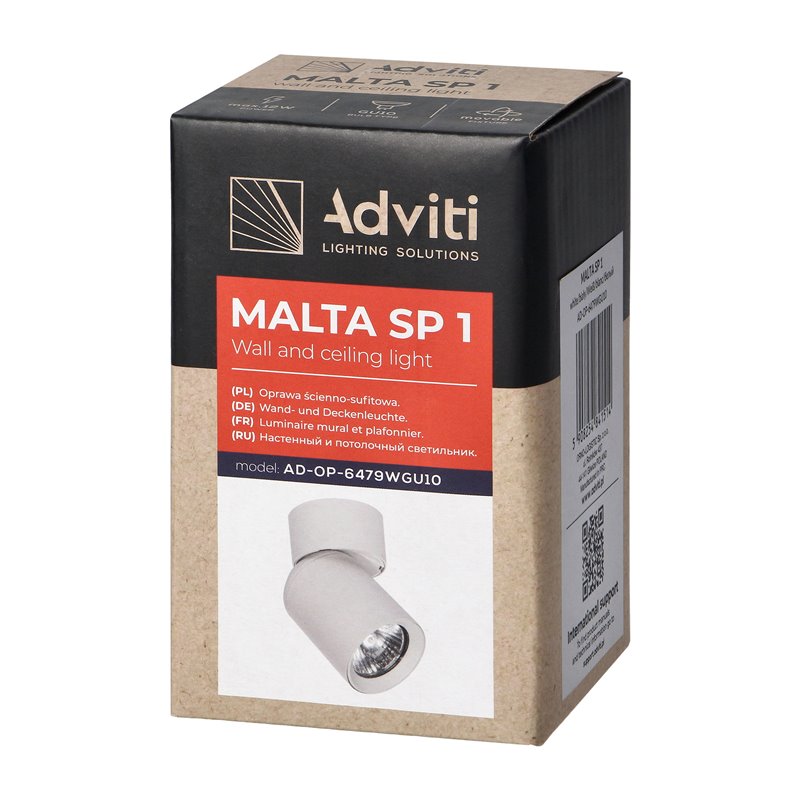 MALTA SP 1, OPRAWA ŚCIENNO-SUFITOWA, GU10 MAX. 12W, IP20, BIAŁA ORNO MALTA SP 1, OPRAWA ŚCIENNO-SUFITOWA, GU10 MAX. 12W, IP20, BIAŁA ORNO