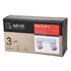 MALTA SP 2, OPRAWA ŚCIENNO-SUFITOWA, GU10 MAX. 2X12W, IP20, BIAŁA ORNO MALTA SP 2, OPRAWA ŚCIENNO-SUFITOWA, GU10 MAX. 2X12W, IP20, BIAŁA ORNO