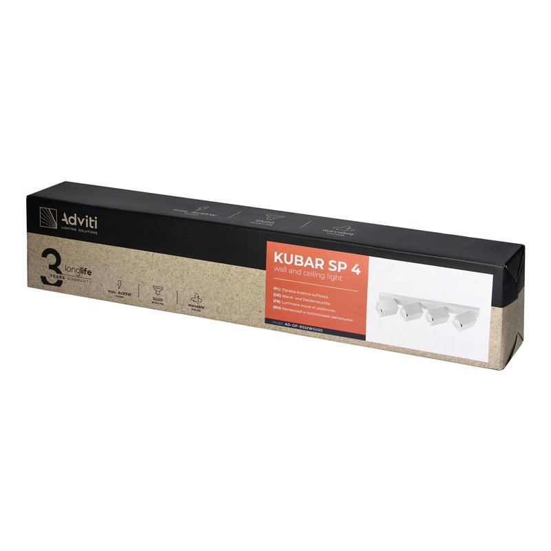 KUBAR SP 4, OPRAWA ŚCIENNO-SUFITOWA, 4XGU10, IP20, BIAŁA ORNO KUBAR SP 4, OPRAWA ŚCIENNO-SUFITOWA, 4XGU10, IP20, BIAŁA ORNO