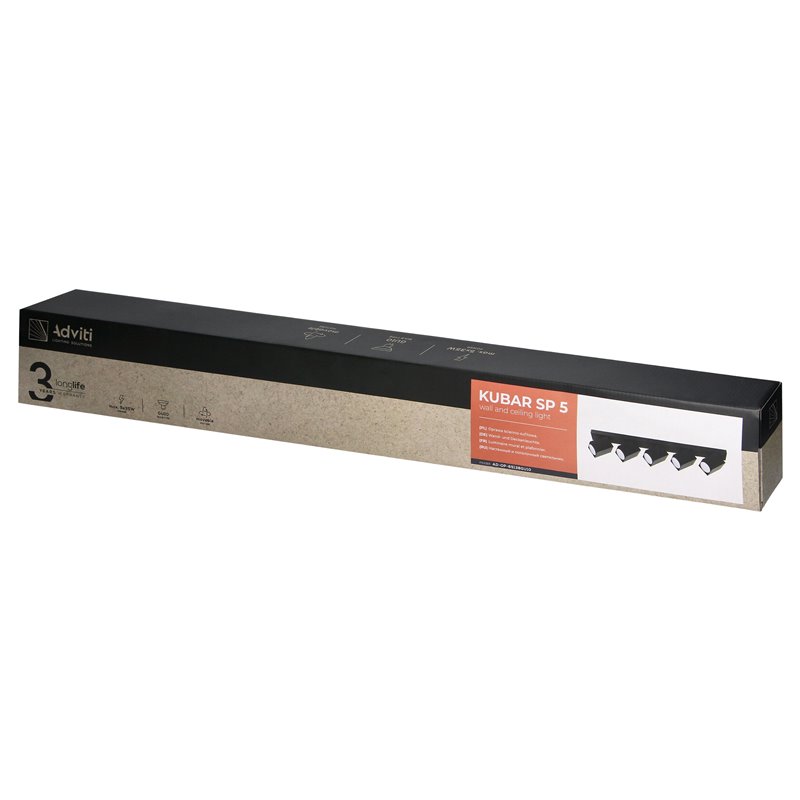 KUBAR SP 5, OPRAWA ŚCIENNO-SUFITOWA, 5XGU10, IP20, CZARNA ORNO KUBAR SP 5, OPRAWA ŚCIENNO-SUFITOWA, 5XGU10, IP20, CZARNA ORNO