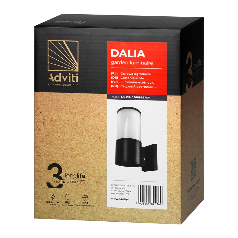 DALIA OPRAWA OGRODOWA, E27, MAX. 15W, IP54, CZARNA ORNO DALIA OPRAWA OGRODOWA, E27, MAX. 15W, IP54, CZARNA ORNO