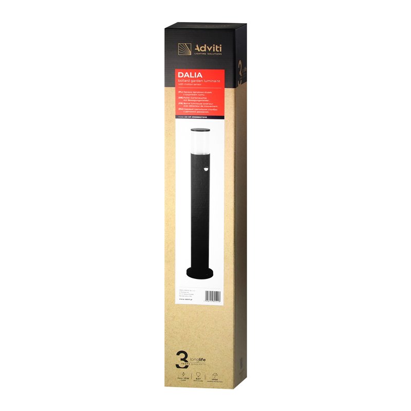 DALIA OPRAWA OGRODOWA SŁUPEK Z CZUJNIKIEM RUCHU, E27, MAX. 15W, IP54, 80 CM, CZARNY ORNO DALIA OPRAWA OGRODOWA SŁUPEK Z CZUJNIKIEM RUCHU, E27, MAX. 15W, IP54, 80 CM, CZARNY ORNO