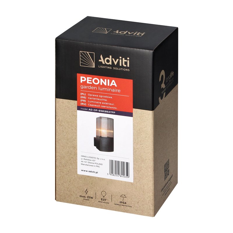 PEONIA OPRAWA OGRODOWA, E27, MAX. 15W, IP54, CZARNA ORNO PEONIA OPRAWA OGRODOWA, E27, MAX. 15W, IP54, CZARNA ORNO