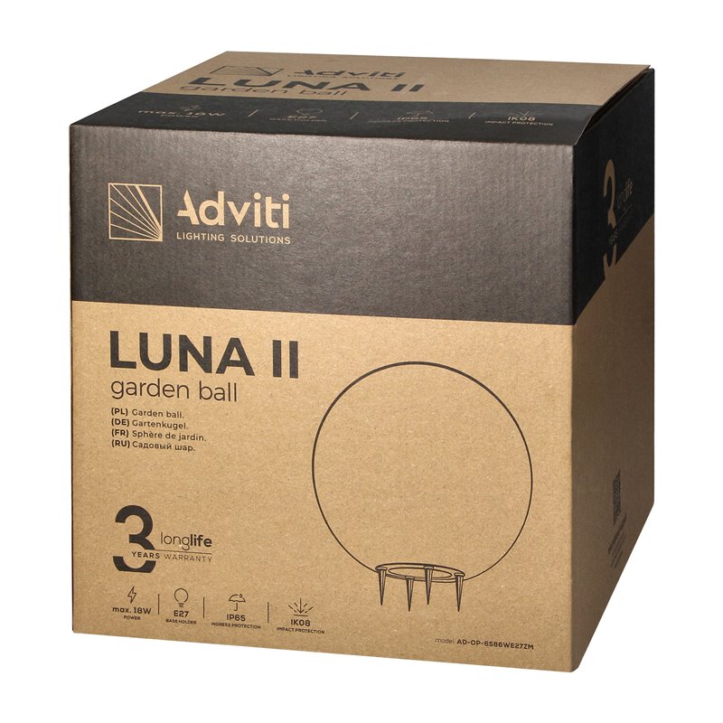 LUNA II OPRAWA OGRODOWA KULA, E27, MAX. 18W, IP65, BIAŁA, ?280 ORNO LUNA II OPRAWA OGRODOWA KULA, E27, MAX. 18W, IP65, BIAŁA, ?280 ORNO