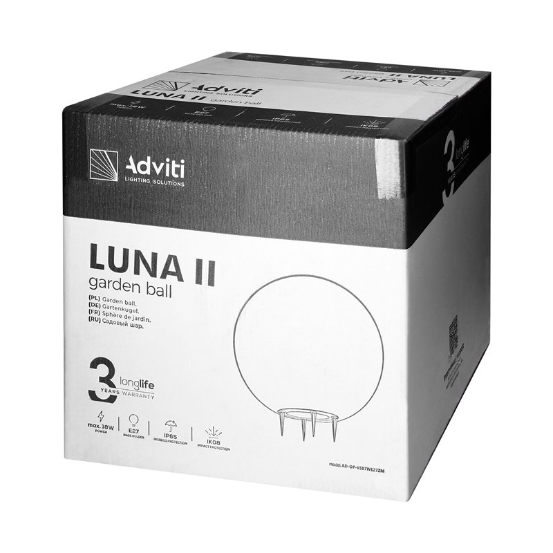 LUNA II OPRAWA OGRODOWA KULA, E27, MAX. 18W, IP65, BIAŁA, ?380 ORNO LUNA II OPRAWA OGRODOWA KULA, E27, MAX. 18W, IP65, BIAŁA, ?380 ORNO