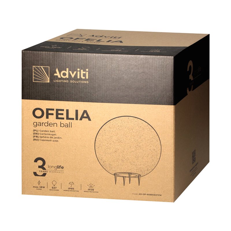 OFELIA OPRAWA OGRODOWA KULA, E27, MAX. 18W, IP65, KAMIEŃ, ?280 ORNO OFELIA OPRAWA OGRODOWA KULA, E27, MAX. 18W, IP65, KAMIEŃ, ?280 ORNO