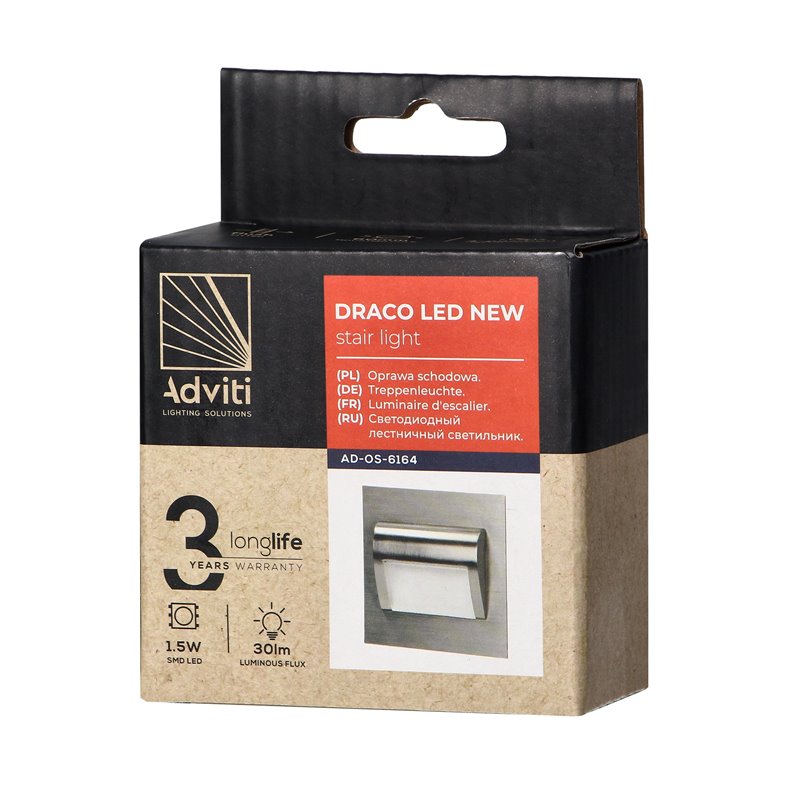 DRACO LED NEW 1,5W, OPRAWA SCHODOWA PODTYNKOWA, 12VDC, 30LM, 6000K, SATYNA, INNOWACYJNY SPOSÓB MONTAŻU ORNO DRACO LED NEW 1,5W, OPRAWA SCHODOWA PODTYNKOWA, 12VDC, 30LM, 6000K, SATYNA, INNOWACYJNY SPOSÓB MONTAŻU ORNO