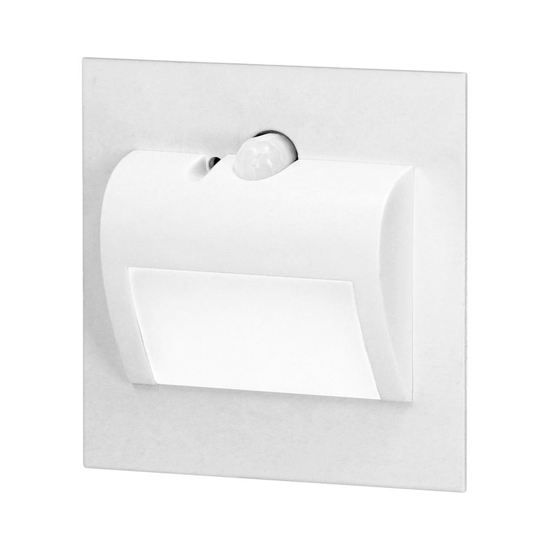 DRACO LED NEW 1,5W, OPRAWA SCHODOWA PODTYNKOWA, 12VDC, 30LM, 3000K, BIAŁA, CZUJNIK RUCHU I ZMIERZCHU ORNO