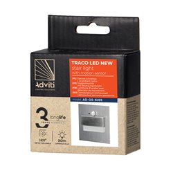 TRACO LED 1,5W, OPRAWA SCHODOWA PODTYNKOWA, 12VDC, 30LM, 4000K, SATYNA, CZUJNIK RUCHU I ZMIERZCHU ORNO TRACO LED 1,5W, OPRAWA SCHODOWA PODTYNKOWA, 12VDC, 30LM, 4000K, SATYNA, CZUJNIK RUCHU I ZMIERZCHU ORNO