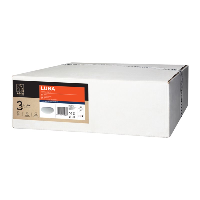 LUBA OPRAWA LED, 18W, 4000K, 1800LM, BIAŁA-STAL, KLOSZ MATOWY-SZKŁO, IP44 ORNO LUBA OPRAWA LED, 18W, 4000K, 1800LM, BIAŁA-STAL, KLOSZ MATOWY-SZKŁO, IP44 ORNO