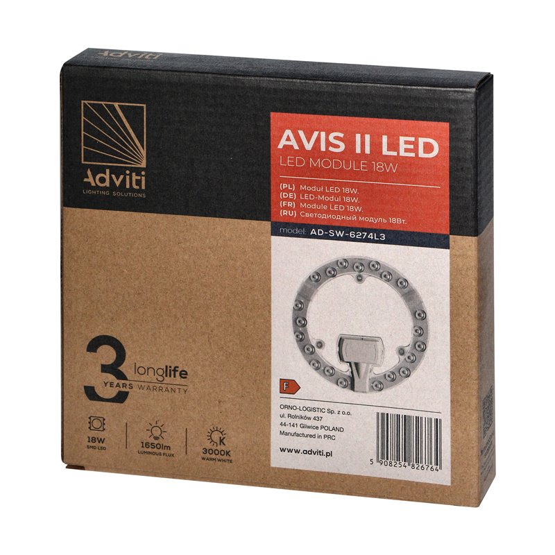 AVIS II LED PANEL ŚWIETLNY LED 18W, 1650LM, 3000K, O 176 ORNO AVIS II LED PANEL ŚWIETLNY LED 18W, 1650LM, 3000K, O 176 ORNO