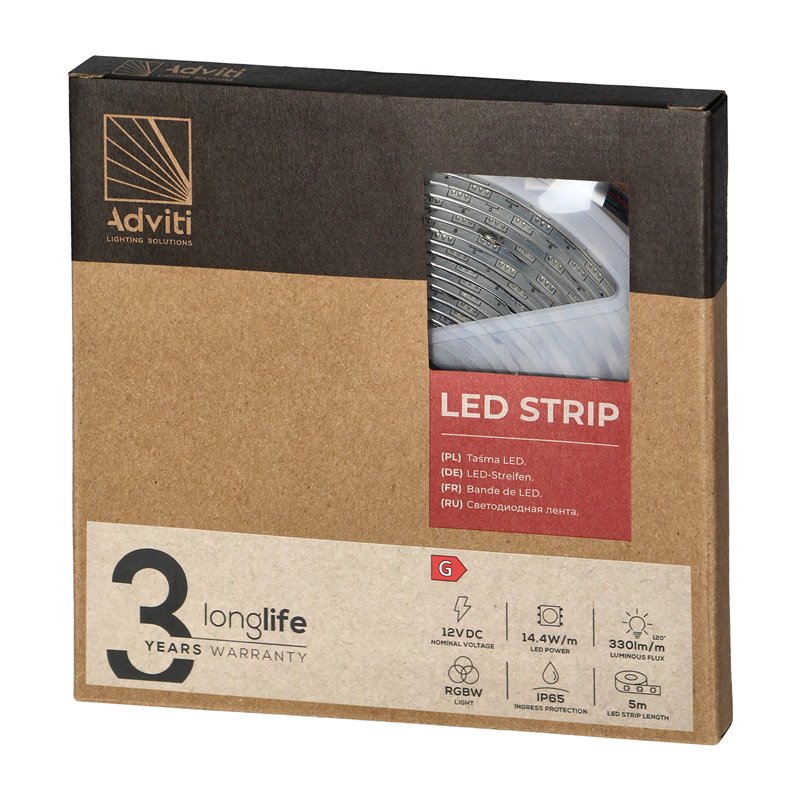TAŚMA LED 12V, SAMSUNG CHIPSET 5050, 60L/M, 330LM/M, 14,4W/M, IP65, RGBW, 5M ORNO TAŚMA LED 12V, SAMSUNG CHIPSET 5050, 60L/M, 330LM/M, 14,4W/M, IP65, RGBW, 5M ORNO