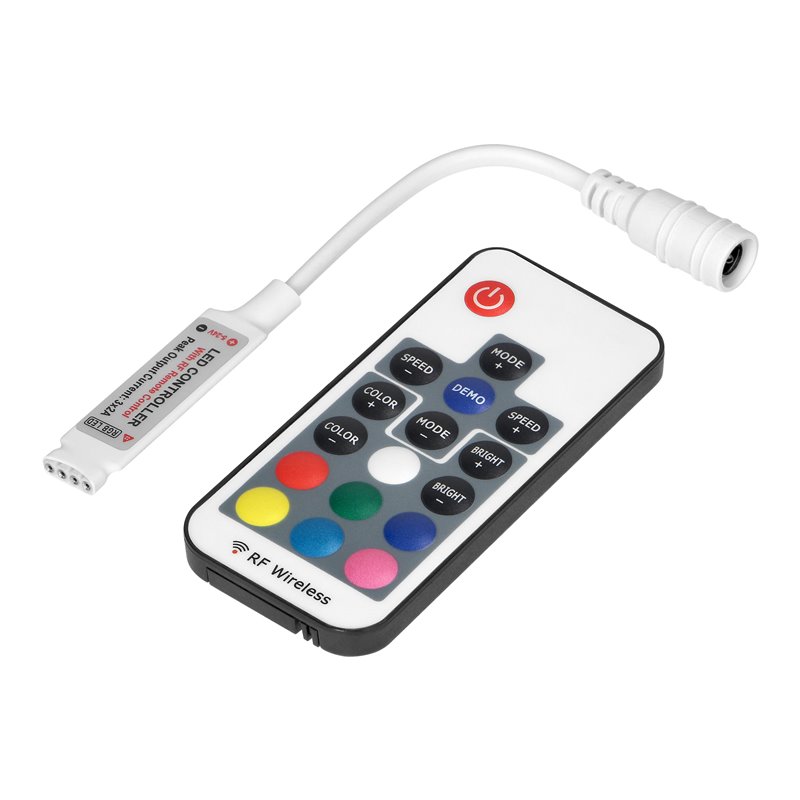 BEZPRZEWODOWY STEROWNIK DO TAŚM LED RGB Z PILOTEM, 17 PRZYCISKÓW, 12V, 6A, 72W ORNO