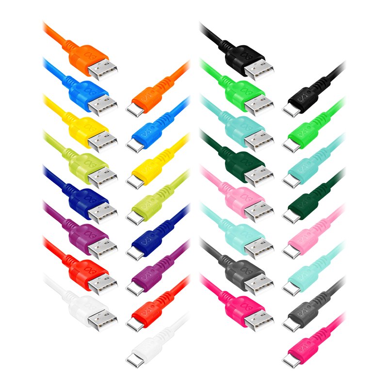 EXC MOBILE KABEL USB - USB-C WHIPPY, 2M, 3A, SZYBKIE ŁADOWANIE, KOLOR MIX ORNO EXC MOBILE KABEL USB - USB-C WHIPPY, 2M, 3A, SZYBKIE ŁADOWANIE, KOLOR MIX ORNO