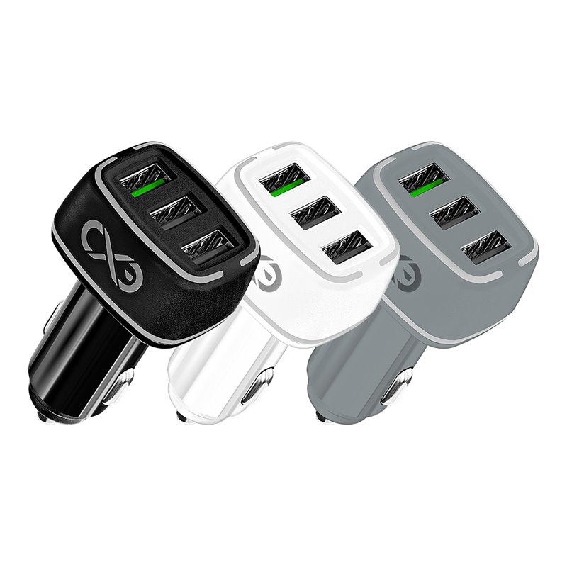 EXC MOBILE ŁADOWARKA SAMOCHODOWA LIGHT, 3XUSB, 33W, KOLOR MIX ORNO