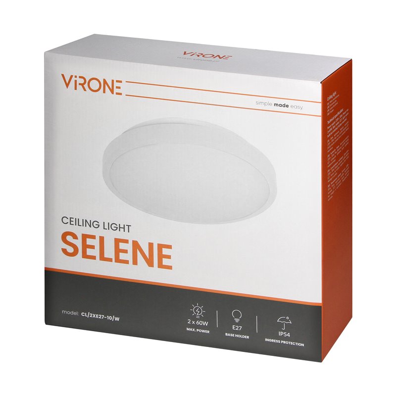 SELENE PLAFON 2XE27, MAX. 2X15W, IP54, BIAŁY ORNO SELENE PLAFON 2XE27, MAX. 2X15W, IP54, BIAŁY ORNO