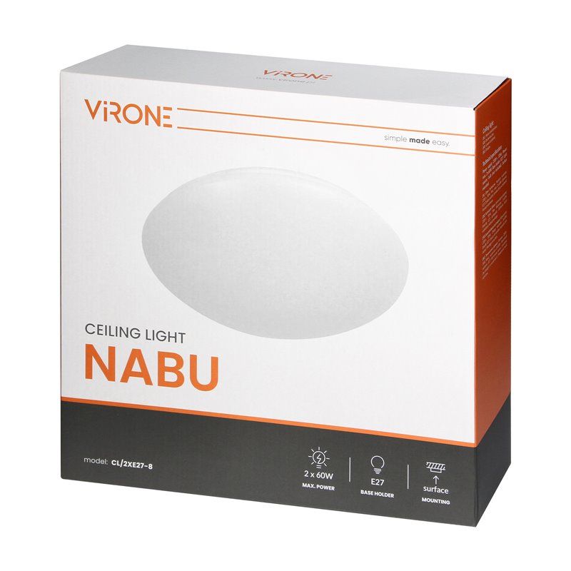 NABU PLAFON 2XE27, MAX. 2X60W, IP20, BIAŁY ORNO NABU PLAFON 2XE27, MAX. 2X60W, IP20, BIAŁY ORNO