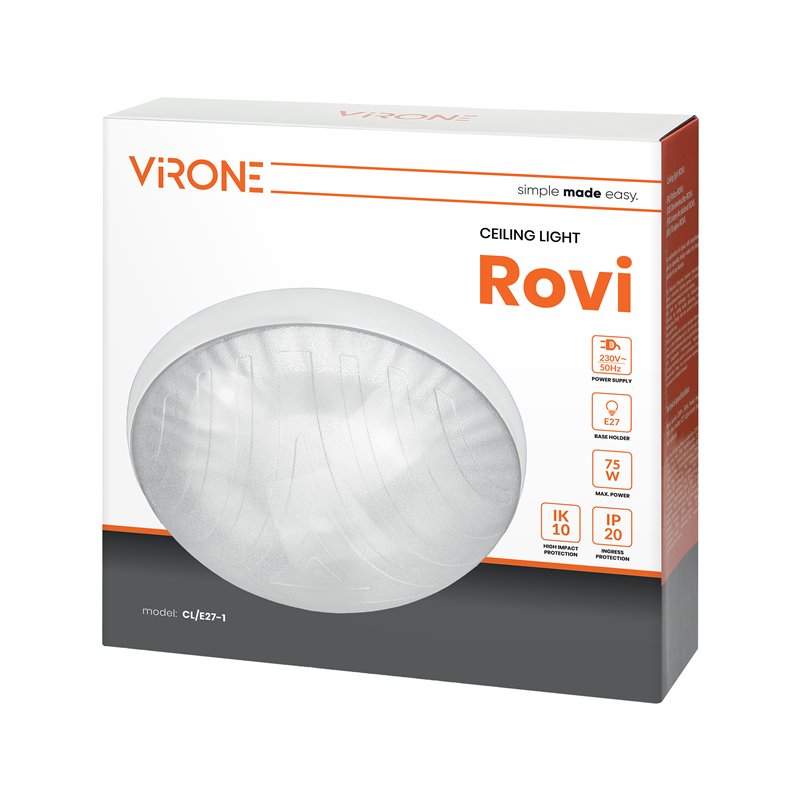 ROVI, PLAFON OŚWIETLENIOWY, 75W, E27, IP20, IK10, KLOSZ POLIWĘGLAN PRZEŹROCZYSTY ORNO ROVI, PLAFON OŚWIETLENIOWY, 75W, E27, IP20, IK10, KLOSZ POLIWĘGLAN PRZEŹROCZYSTY ORNO