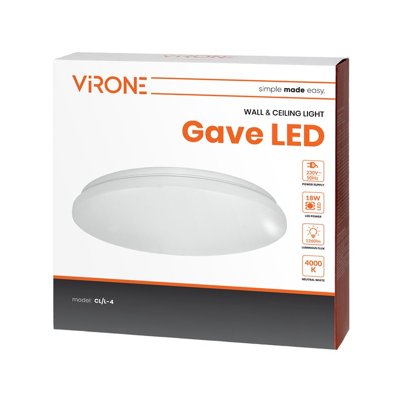 GAVE LED 18W PLAFONIERA OŚWIETLENIOWA, 1260LM, IP20, 4000K ORNO GAVE LED 18W PLAFONIERA OŚWIETLENIOWA, 1260LM, IP20, 4000K ORNO