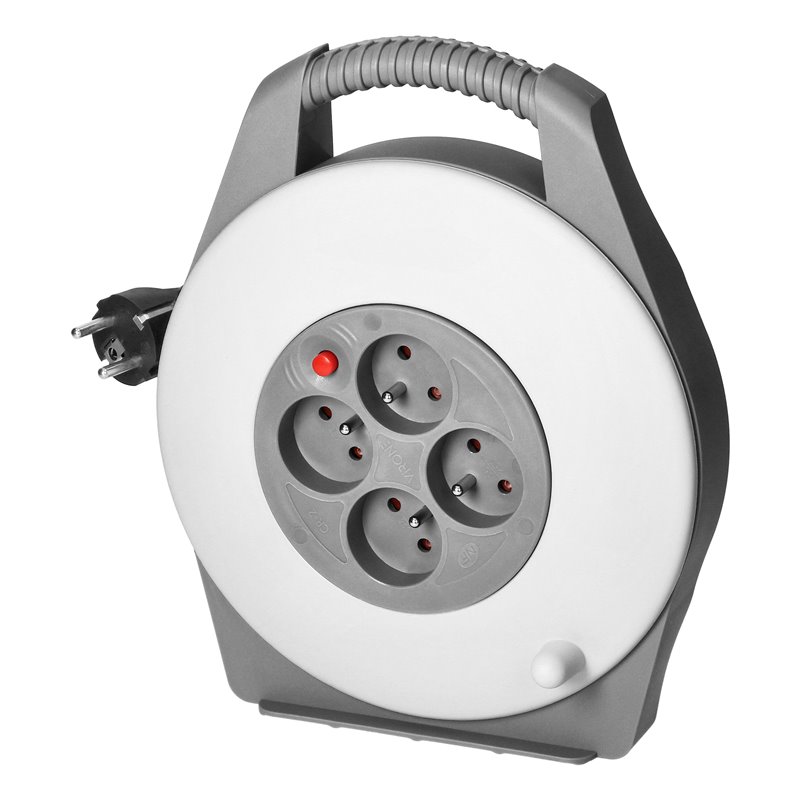 PRZEDŁUŻACZ BĘBNOWY, 4 GNIAZDA 2P+Z, KABEL PVC H05VV-F 3X1MM2, DŁUGOŚĆ 10M ORNO